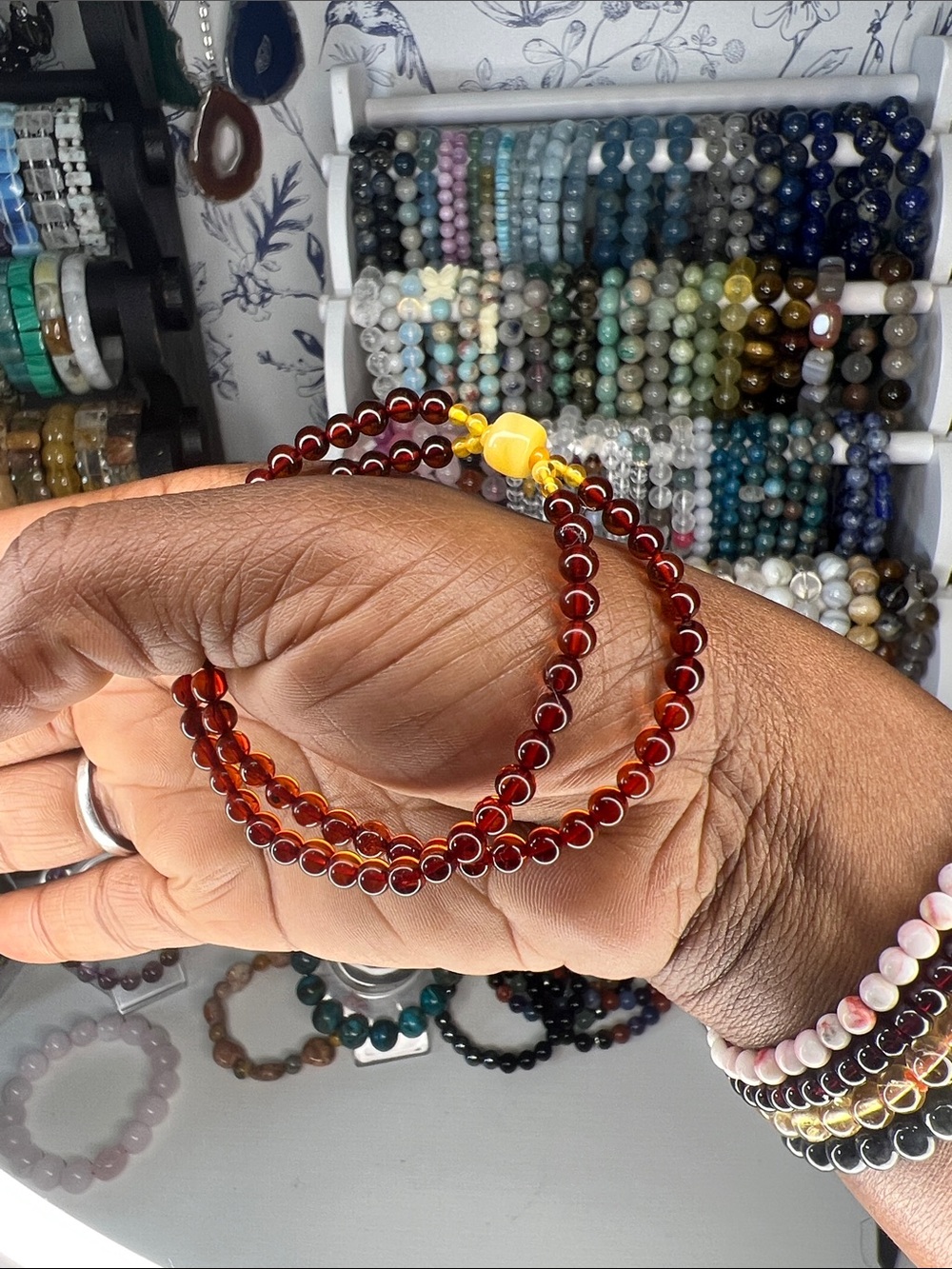 Blood Amber double bracelet